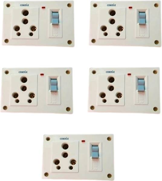 CANDLE 32amp. MCB+Socket+Indicator(Short Circuit Breaker)Combined Board(PACK OF 5 PCS.) 32 A One Way Electrical Switch
