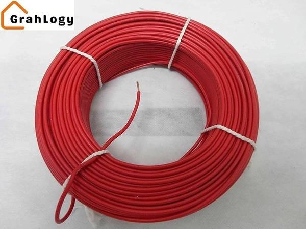 GrahLogy 1.5sq mm copper wire 90m 1.5mm copper wire, PVC Insulated, Single Core Flexible 1.5 sq/mm Red 90 m Wire