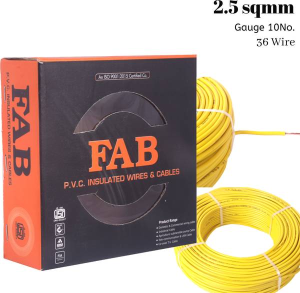 kripa FAB 2.5 SQ.MM FR PVC insulated Lite Single Core Copper Ftting Wire Cable 90M 2.5 sq/mm Yellow 300 ft. Wire