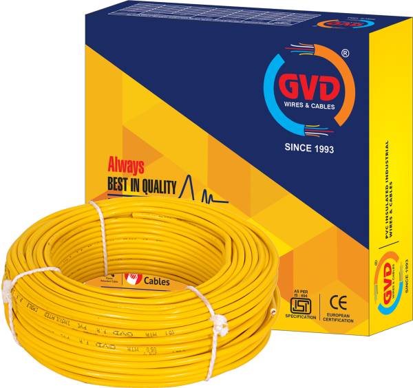 GVD PVC & FR Insulated 2.5mm Copper Single Core 2.5 sq/mm Yellow 45 m Wire