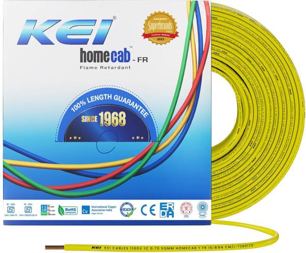 KEI FR PVC 1 sq/mm Yellow 90 m Wire
