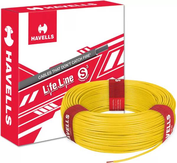 HAVELLS Life Line FR, PVC 0.75 sq/mm Yellow 90 m Wire