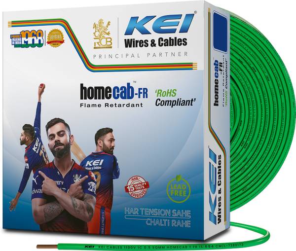 KEI FR PVC 1 sq/mm Green 90 m Wire