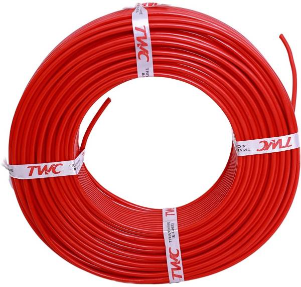 TWC Active Single Core Electric Wire For Domestic & Industrial Purpose|PVC Copper 1.5 sq/mm Red 90 m Wire