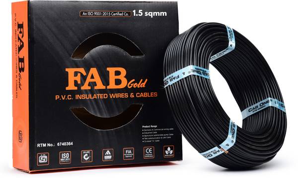FAB GOLD FR PVC 1.5 sq/mm 90 MTR Multi Strand Electrical Wire Cable Premium quality 1.5 sq/mm Black 300 ft. Wire