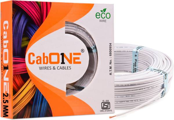CabONE 2.5 sq/mm 91 MTR FR PVC Multi Strand Electric Electrical Wire Cable 2.5 sq/mm White 91 m Wire