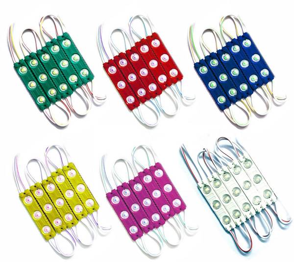 Wizzo {5 Pc Each Red Green Blue Yellow White Pink} DC 12V 3 LED Optical Module 30 Pcs Light Electronic Hobby Kit