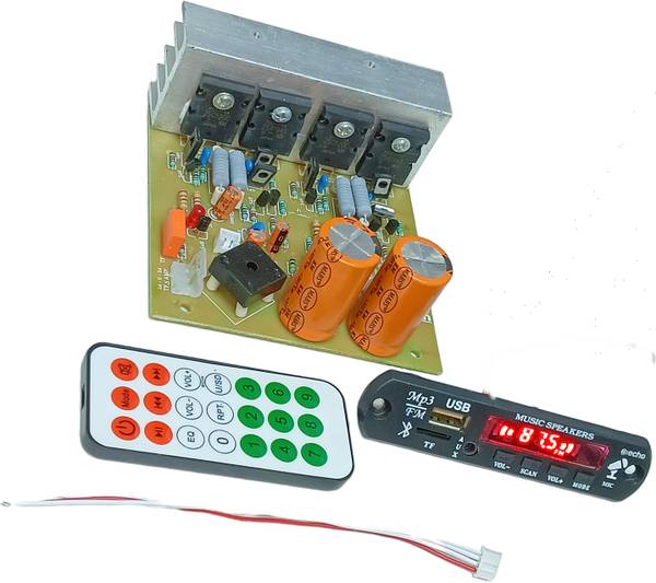 RS SATRON Combo of 200 Watt Amplifier Board with Supply and Bluetooth FM Card Remote Electronic Components Electronic Hobby Kit