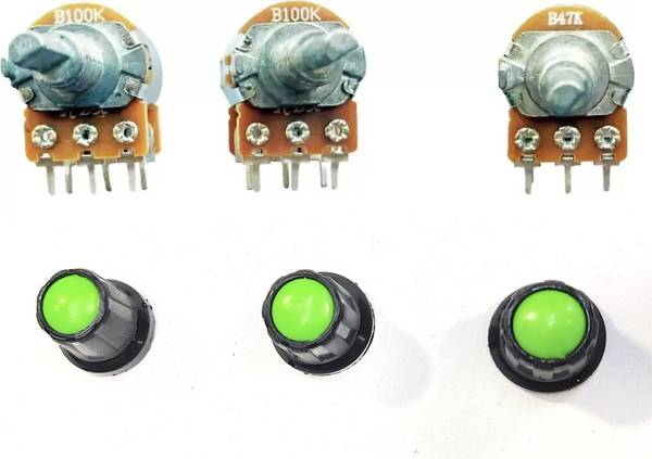 DAB 100K, 100K, 47K Potentiometer Dual Audio Volume Control with 3 Aluminium Knobs Electronic Components Electronic Hobby Kit