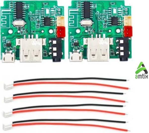 AMTIX 2 Piece TG113 Speaker Board, 5V Bluetooth Amplifier FM USB AUX Card Module Electronic Components Electronic Hobby Kit