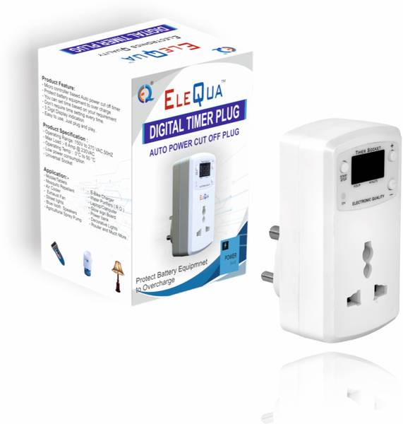 ELEQUA 6A Timer Socket Plug For Protect From Over charge(E-Bike, Mobile Etc..) Indoor Plug-In Electronic Timer Switch