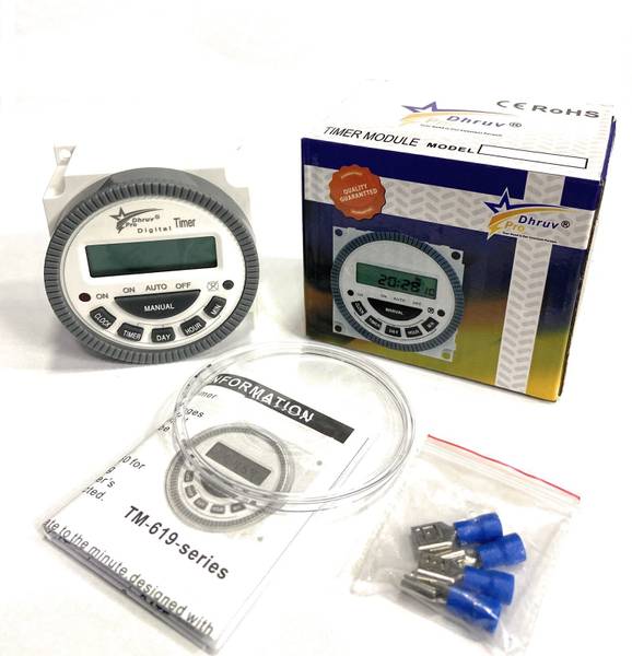 DHRUV-PRO TM-619H-2 30 Amps Digital Programmable Timer 4 Pin 18 Programs Timer Switch Programmable Electronic Timer Switch
