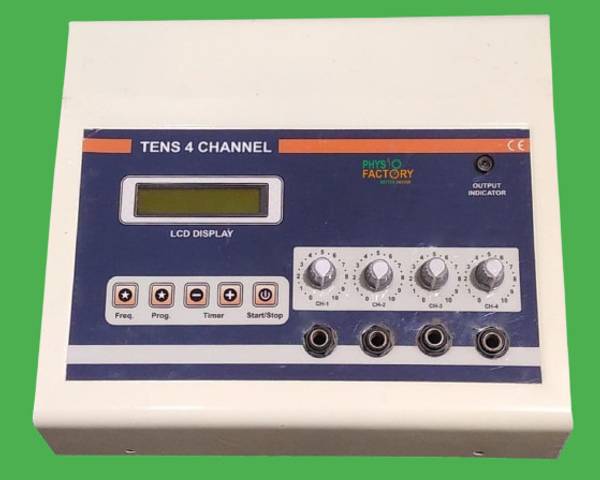PHYSIO FACTORY 4 Ch. TENS | LCD 4 Channel Tens Nerve Stimulator | Physiotherapy Machine Electrotherapy Device