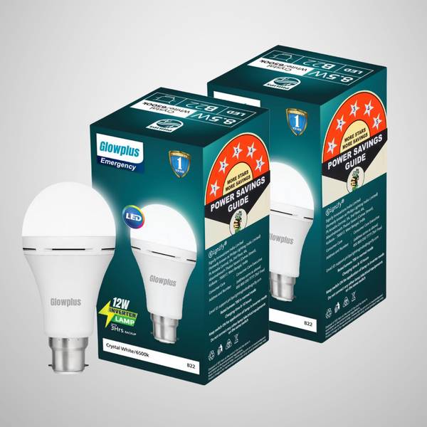 Glowplus G Pk-2-12W Emergency Bulb for Power Cuts 4 hrs Bulb Emergency Light