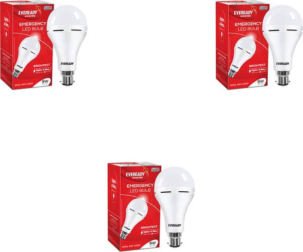 EVEREADY 9W Inverter Bulb pack of 3 4 hrs Bulb Emergency Light