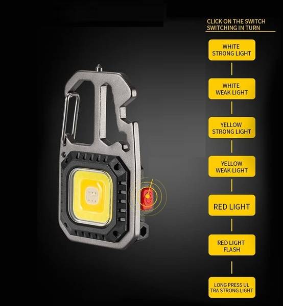 Xydrozen 4-Modes LED Work Light Key Ring Torch 5 hrs Torch Emergency Light