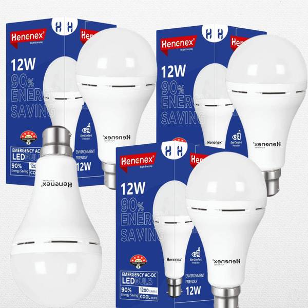Henonex Portable 12W Rechargeable Emergency Bulbs | Pack of 4 4 hrs Bulb Emergency Light