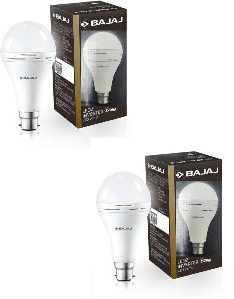 BAJAJ 20W B22 WHITE INVERTER LED BULB PACK OF-02 4 hrs Bulb Emergency Light