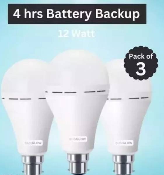 Gold Nation Rechargeable Emergency Inverter LED Bulb 4H Battery backup Bulb | Pack of 3 4 hrs Bulb Emergency Light