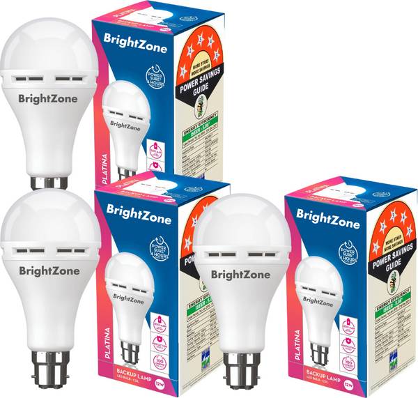 Brightzone 12W Emergency Bulb Combo Pack of 3 Energy-Saving Rechargeable Lights 4 hrs Bulb Emergency Light