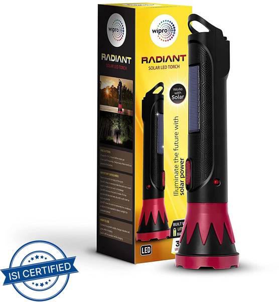 WIPRO 3W Radiant Solar LED Torch Torch Emergency Light  (Black)