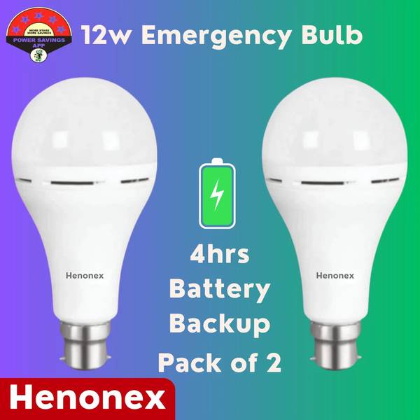 Henonex LED Bulb with Emergency Battery 12W Pack of 2 4 hrs Bulb Emergency Light