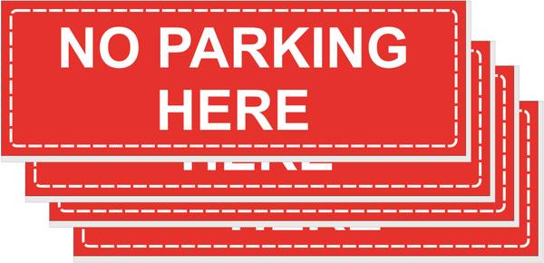 GOODPRINTZONE No Parking Sign Board Print On 5mm Thick Sunboard Size 4X12 Inch Pack Of 4 Pcs Emergency Sign
