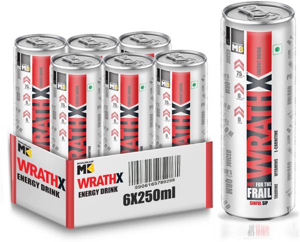 MUSCLEBLAZE WrathX | 800mg Taurine, 25mg L-Carnitine, Vitamin B2, B3, B6 | Energy Drink