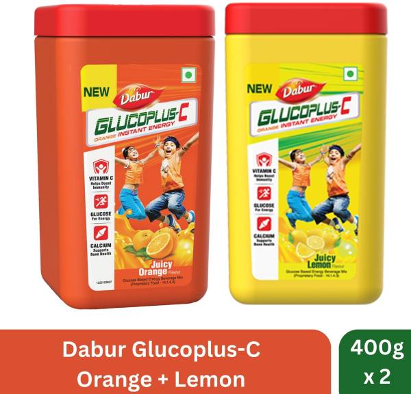 Dabur GlucoPlus-C Instant Energy Glucose (Lemon + Orange Powder) Energy Drink