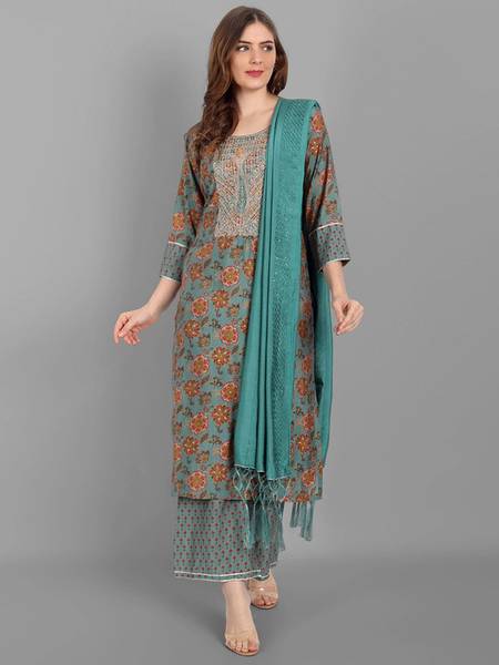 v tradition Women Kurta Palazzo Dupatta Set