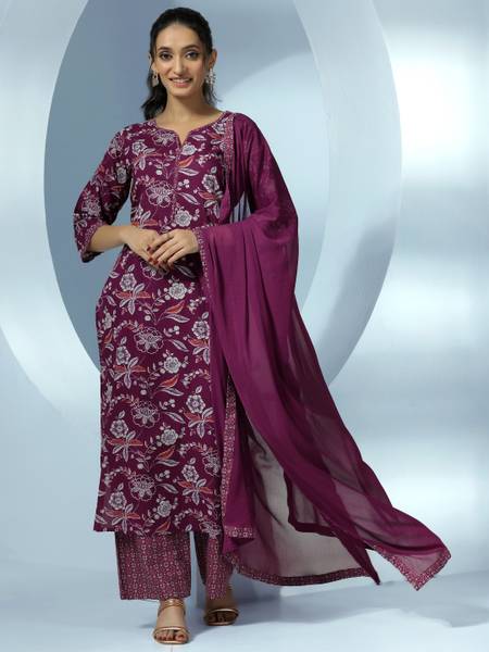 LIBAS Women Kurta Palazzo Dupatta Set