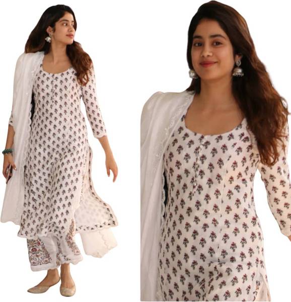 Jaipuri Fashionista Women Kurta Palazzo Dupatta Set
