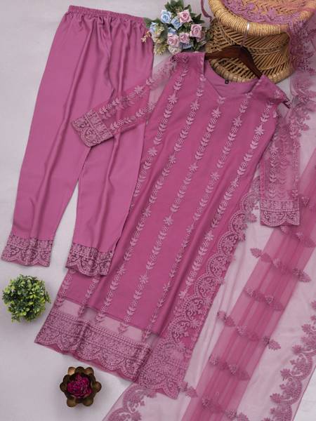 PRINSH STORE Embroidered Kurta, Salwar & Dupatta Set