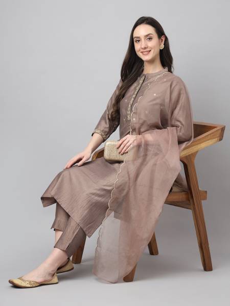 Janasya Women Kurta Pant Dupatta Set