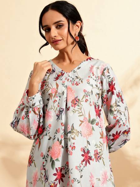 Anmi Floral Print Women Straight Kurta