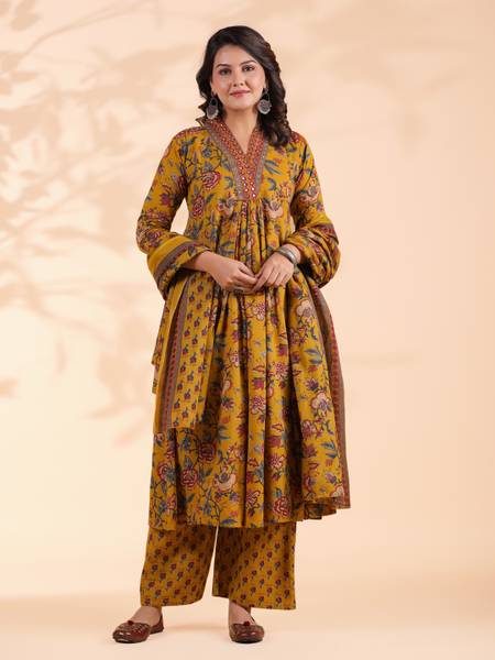 VBUYZ Women Kurta Palazzo Dupatta Set