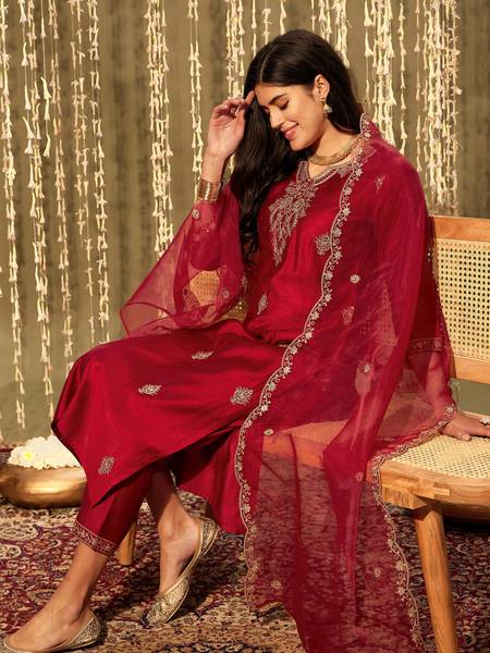 Indo Era Women Kurta Pant Dupatta Set