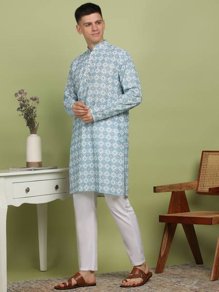 FUBAR Men Chikan Embroidery Straight Kurta