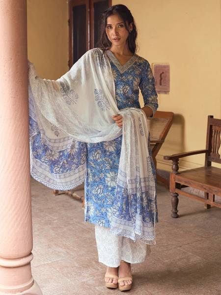 LIBAS Women Kurta Palazzo Dupatta Set