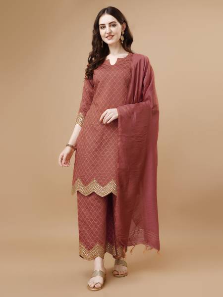 Hirvanti Fashion Women Kurta Palazzo Dupatta Set