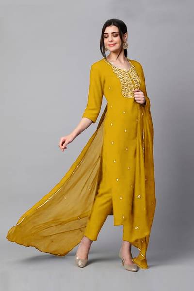 ANJIKI Women Kurti Pant Dupatta Set