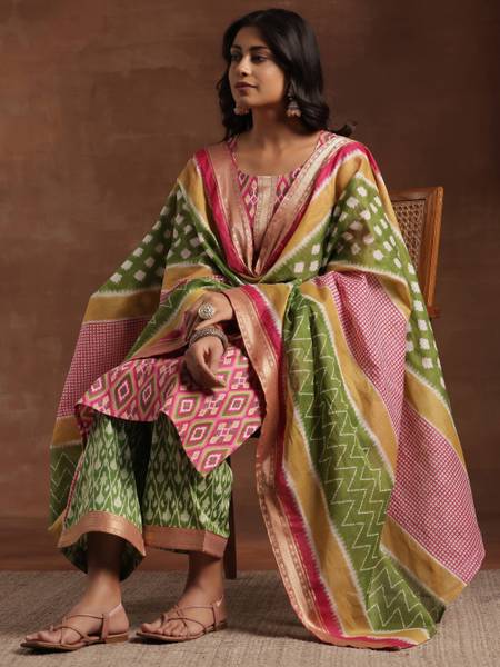 LIBAS Women Kurta Palazzo Dupatta Set