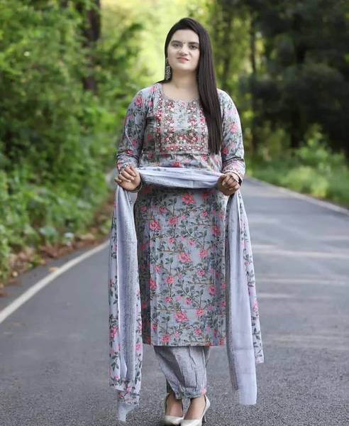 Hiyanshi Floral Print Kurta, Patiala & Dupatta Set