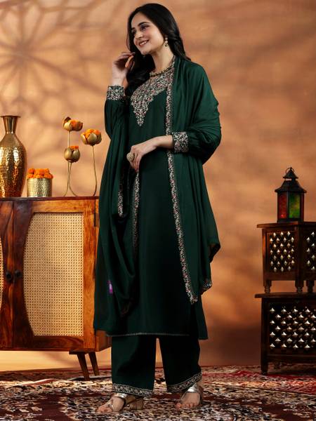 LIBAS Women Kurta Palazzo Dupatta Set