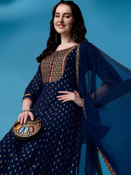 QUEENSFAB Women Kurta Pant Dupatta Set