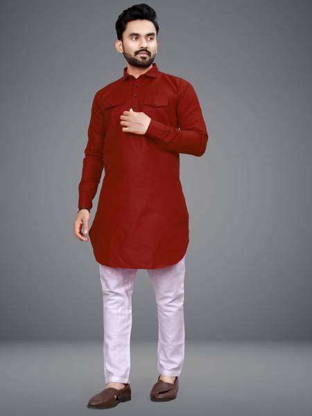 FRELURO Men Solid Straight Kurta