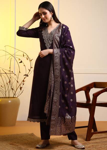 New Ethnic 4 You Embroidered Kurta, Salwar & Dupatta Set