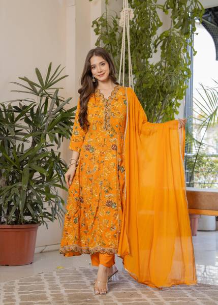 TOULIN Women Kurta Palazzo Dupatta Set