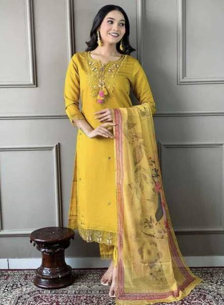ANJIKI Women Kurti Pant Dupatta Set