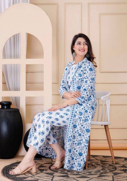 DSS FASHION Women Crop Top Pant Ethnic Jacket Set